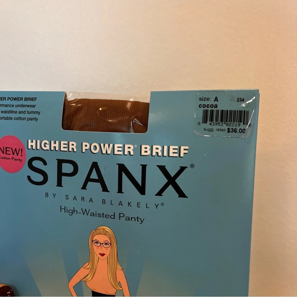SPANX Women High Waisted Panty Sz A XS S Cocoa Power Brief 234 NEW Cotton Shaper - Picture 2 of 5